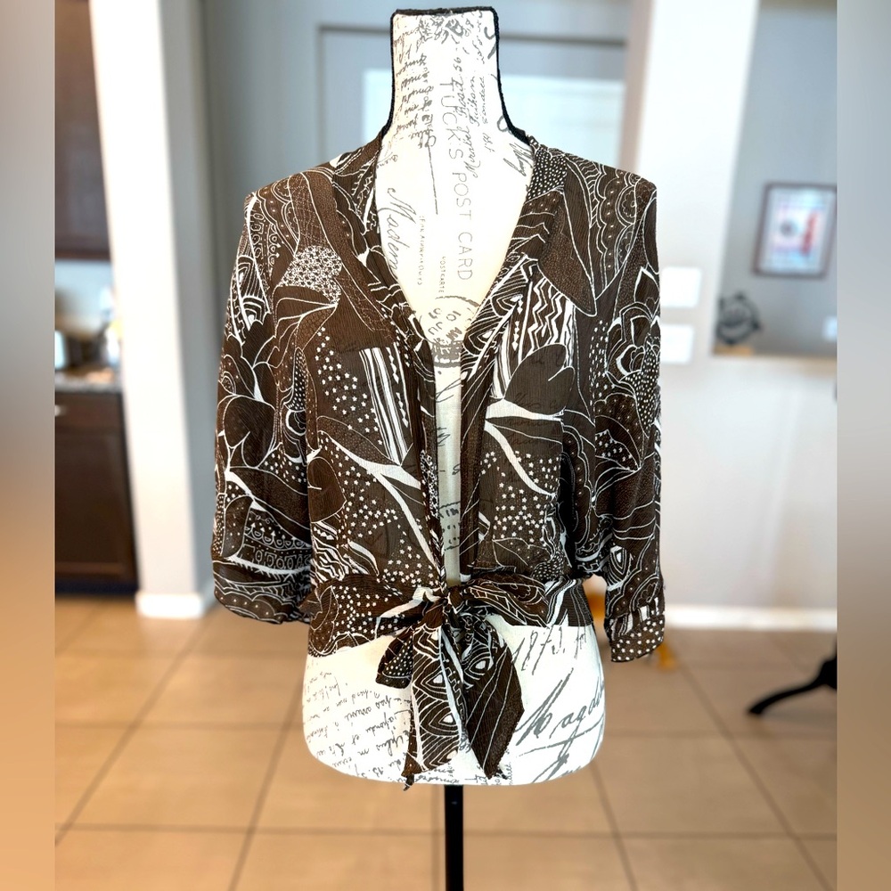 Chicos Floral Tie Top size 0
